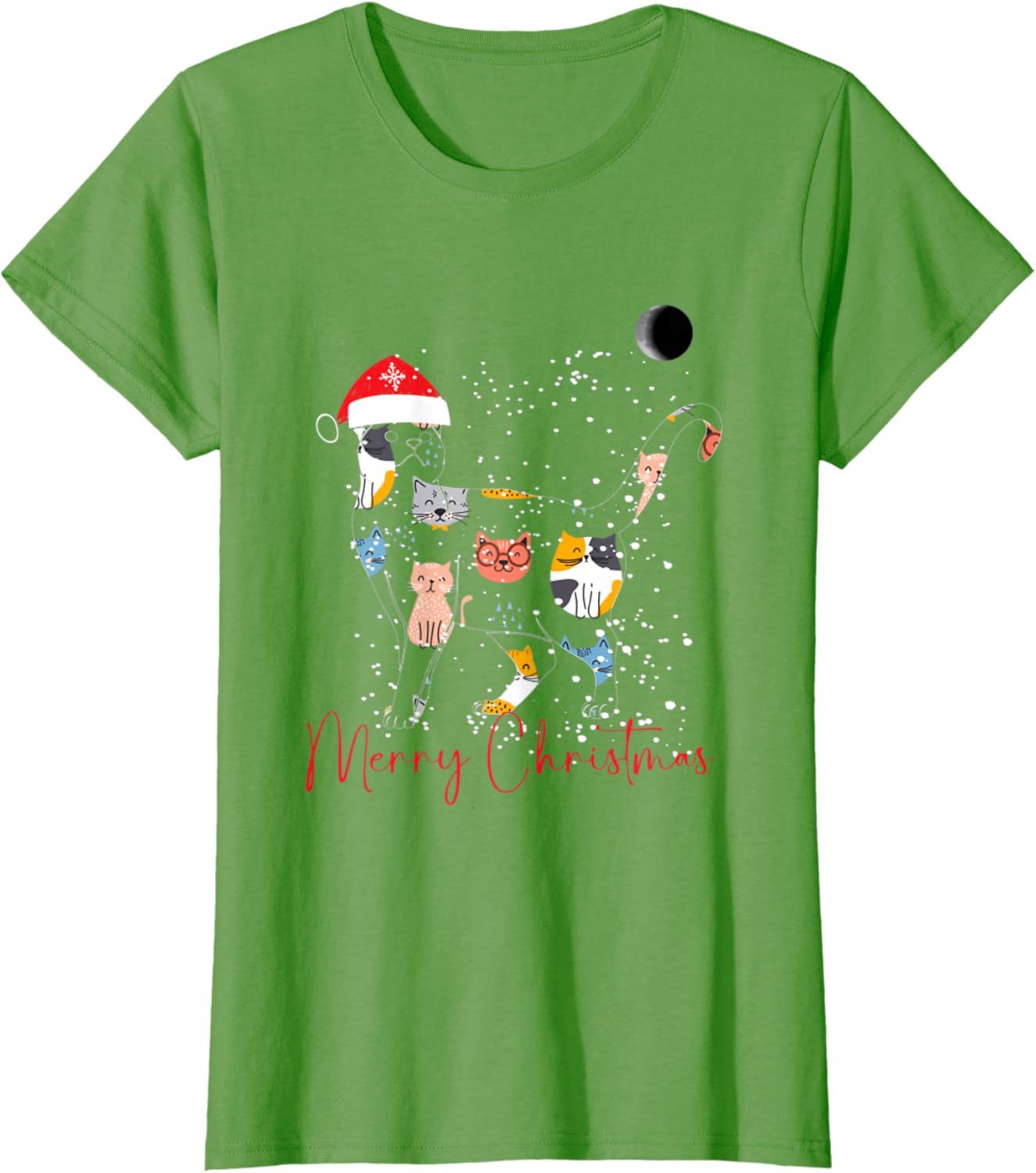 cute-cat-santa-hat-christmas-funny-pattern-cats-christmas-t-shirt